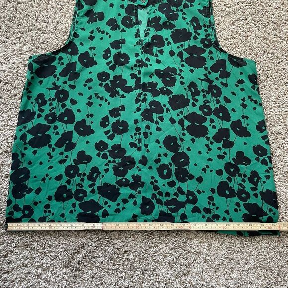 Worthington Sleeveless floral print pattern green black blouse ladies XL - Picture 2 of 9
